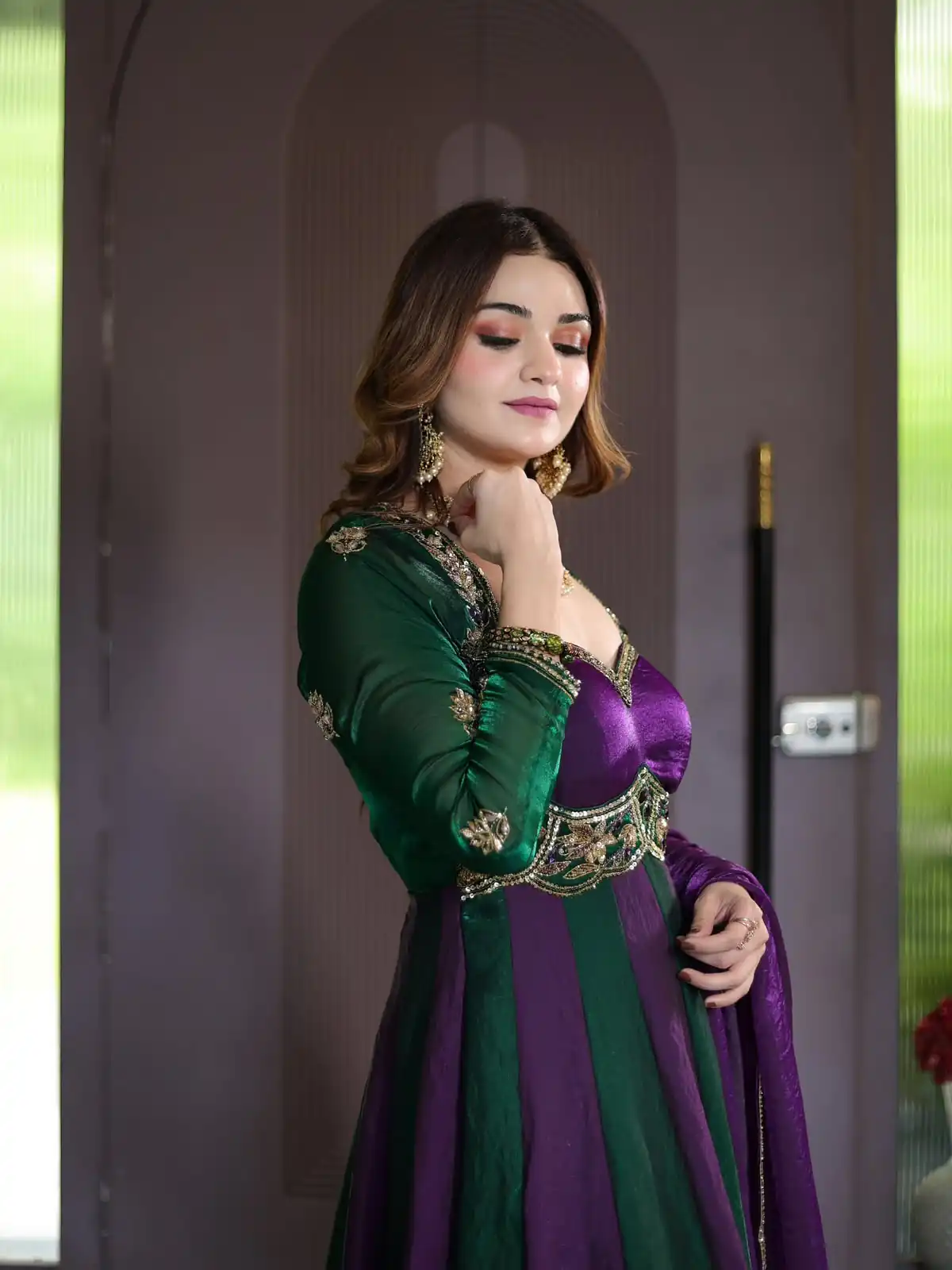 ND 5072 Purple Fendy Silk Gown with Embroidery Work & Sequins Work. Special Price ₹2849. Delivery 4-6 Working Days. Shop now. | Gowns, Bollywood Gowns, Creative Gowns, Designer Gowns, Embroidered Gowns, Party Wear Gowns
