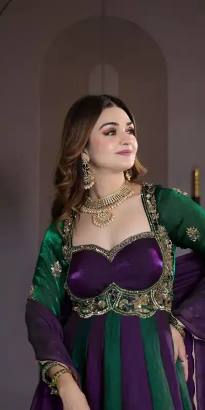 ND 5072 Purple Fendy Silk Gown with Embroidery Work & Sequins Work. Special Price ₹2849. Delivery 4-6 Working Days. Shop now. | Gowns, Bollywood Gowns, Creative Gowns, Designer Gowns, Embroidered Gowns, Party Wear Gowns