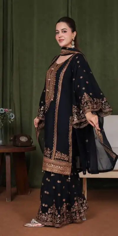 NSR 890 Black Fendy Silk Salwar Suitwith Embroidery Work & Lace Work. Now at just ₹2399. Delivery 4-6 Working Days. Shop now. | Jump Suits, Salwar suit, Designer Suits, Casual Suits, Creative suits, Palazzo Suits, Party Wear Suits, Patiala Suits, Straight Suits