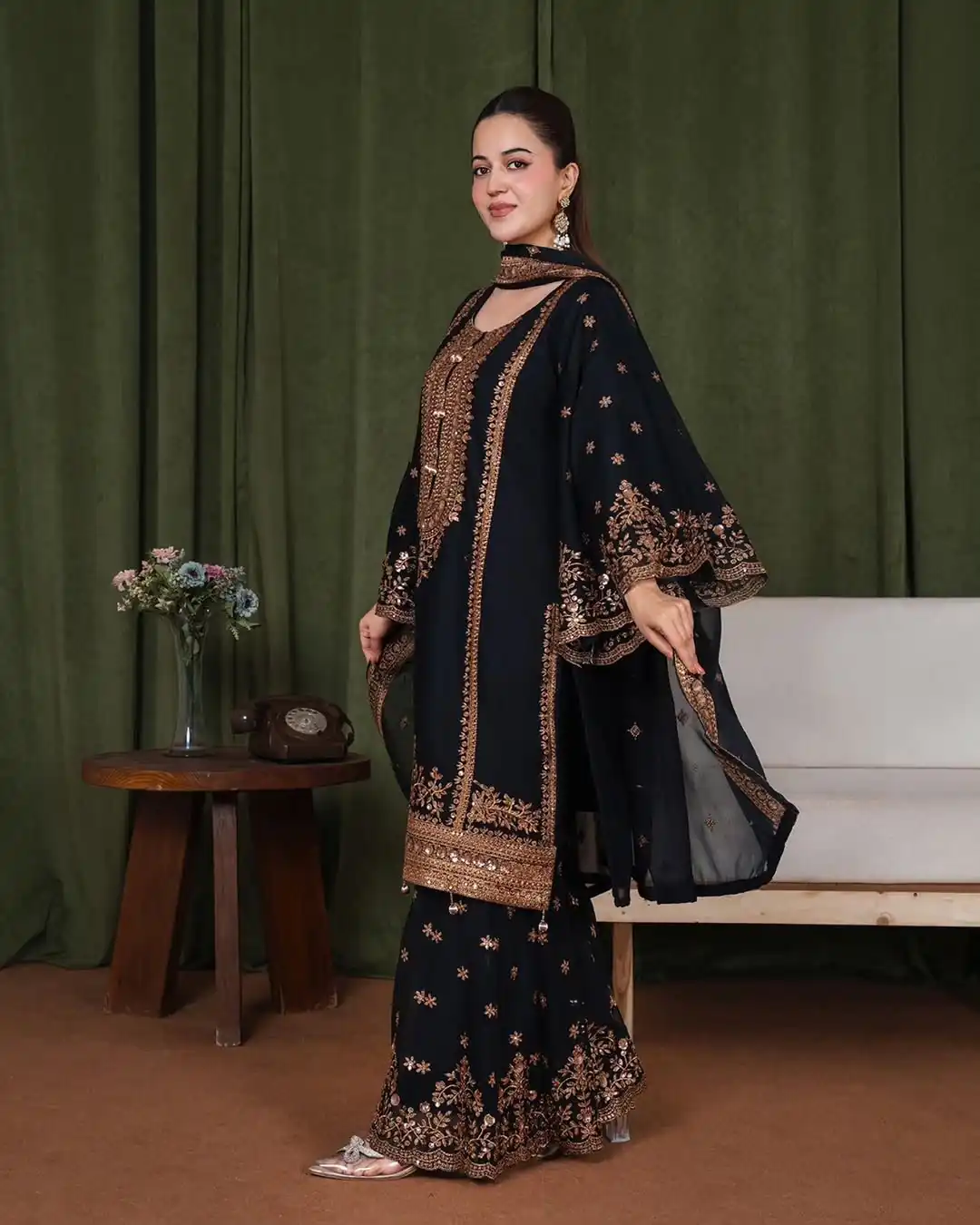 NSR 890 Black Fendy Silk Salwar Suitwith Embroidery Work & Lace Work. Now at just ₹2399. Delivery 4-6 Working Days. Shop now. | Jump Suits, Salwar suit, Designer Suits, Casual Suits, Creative suits, Palazzo Suits, Party Wear Suits, Patiala Suits, Straight Suits