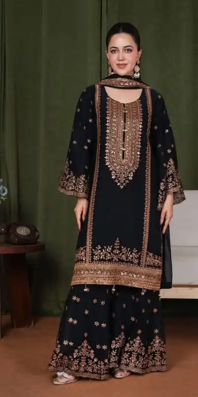 NSR 890 Black Fendy Silk Salwar Suitwith Embroidery Work & Lace Work. Now at just ₹2399. Delivery 4-6 Working Days. Shop now. | Jump Suits, Salwar suit, Designer Suits, Casual Suits, Creative suits, Palazzo Suits, Party Wear Suits, Patiala Suits, Straight Suits