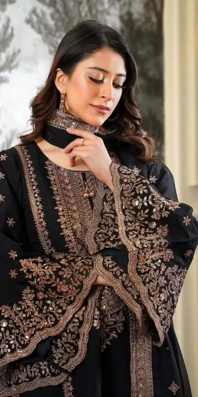 NSR 890 Black Fendy Silk Salwar Suitwith Embroidery Work & Lace Work. Now at just ₹2399. Delivery 4-6 Working Days. Shop now. | Jump Suits, Salwar suit, Designer Suits, Casual Suits, Creative suits, Palazzo Suits, Party Wear Suits, Patiala Suits, Straight Suits