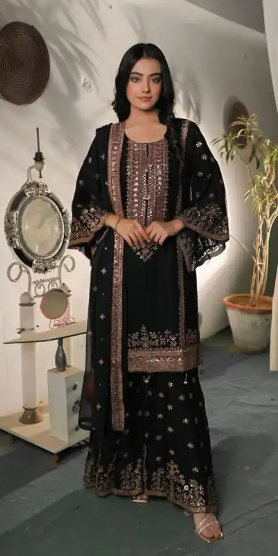 NSR 890 Black Fendy Silk Salwar Suitwith Embroidery Work & Lace Work. Now at just ₹2399. Delivery 4-6 Working Days. Shop now. | Jump Suits, Salwar suit, Designer Suits, Casual Suits, Creative suits, Palazzo Suits, Party Wear Suits, Patiala Suits, Straight Suits