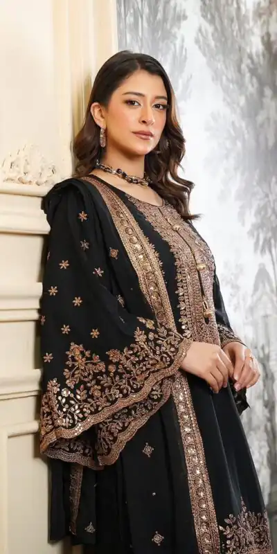 NSR 890 Black Fendy Silk Salwar Suitwith Embroidery Work & Lace Work. Now at just ₹2399. Delivery 4-6 Working Days. Shop now. | Jump Suits, Salwar suit, Designer Suits, Casual Suits, Creative suits, Palazzo Suits, Party Wear Suits, Patiala Suits, Straight Suits