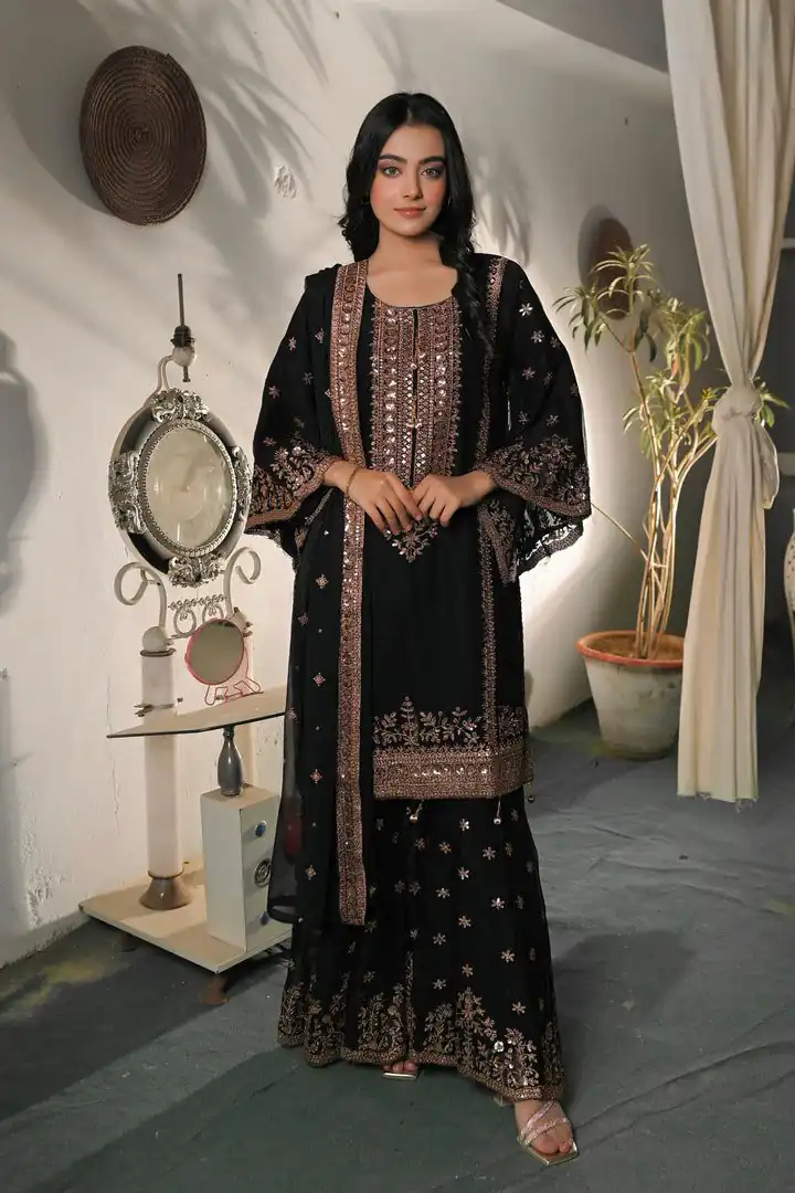 NSR 890 Black Fendy Silk Salwar Suitwith Embroidery Work & Lace Work. Now at just ₹2399. Delivery 4-6 Working Days. Shop now. | Jump Suits, Salwar suit, Designer Suits, Casual Suits, Creative suits, Palazzo Suits, Party Wear Suits, Patiala Suits, Straight Suits