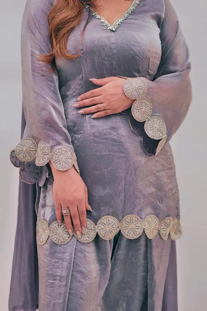 MF 545 Lavender Fendy Silk Salwar Suitwith Embroidery Work & Lace Work. Now at just ₹2099. Delivery 4-6 Working Days. Shop now. | Jump Suits, Salwar suit, Designer Suits, Casual Suits, Creative suits, Palazzo Suits, Party Wear Suits, Patiala Suits, Straight Suits