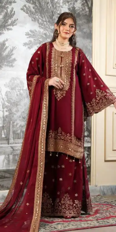 NSR 890 Maroon Fendy Silk Salwar Suitwith Embroidery Work & Lace Work. Now at just ₹2399. Delivery 4-6 Working Days. Shop now. | Jump Suits, Salwar suit, Designer Suits, Casual Suits, Creative suits, Palazzo Suits, Party Wear Suits, Patiala Suits, Straight Suits