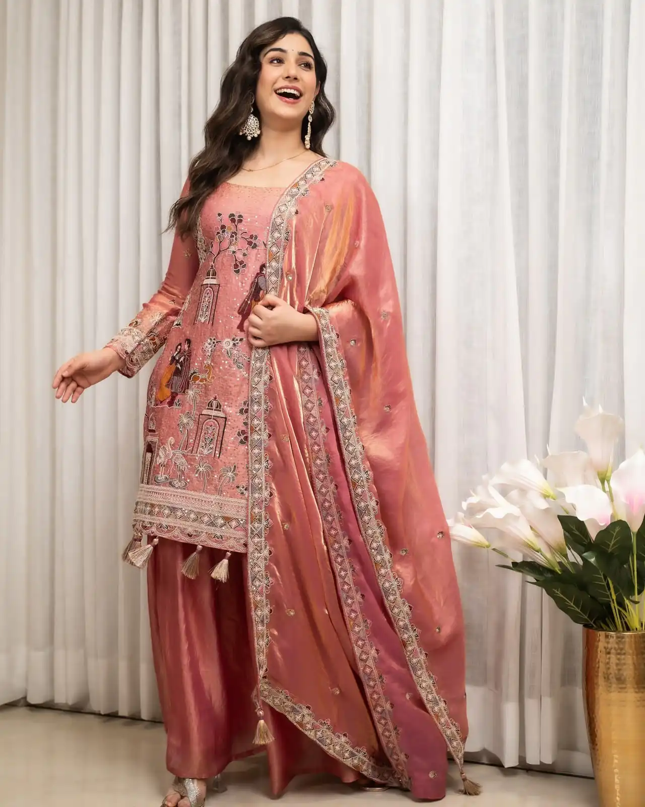 WW 1289 Pink Fendy Silk Salwar Suitwith Embroidery Work & Lace Work. Now at just ₹2999. Delivery 4-6 Working Days. Shop now. | Jump Suits, Salwar suit, Designer Suits, Casual Suits, Creative suits, Palazzo Suits, Party Wear Suits, Patiala Suits, Straight Suits