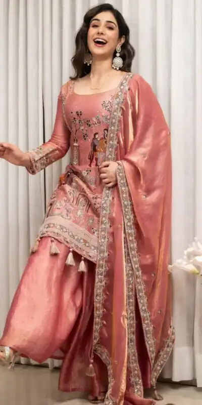 WW 1289 Pink Fendy Silk Salwar Suitwith Embroidery Work & Lace Work. Now at just ₹2999. Delivery 4-6 Working Days. Shop now. | Jump Suits, Salwar suit, Designer Suits, Casual Suits, Creative suits, Palazzo Suits, Party Wear Suits, Patiala Suits, Straight Suits