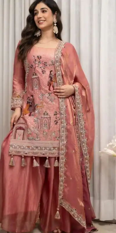 WW 1289 Pink Fendy Silk Salwar Suitwith Embroidery Work & Lace Work. Now at just ₹2999. Delivery 4-6 Working Days. Shop now. | Jump Suits, Salwar suit, Designer Suits, Casual Suits, Creative suits, Palazzo Suits, Party Wear Suits, Patiala Suits, Straight Suits