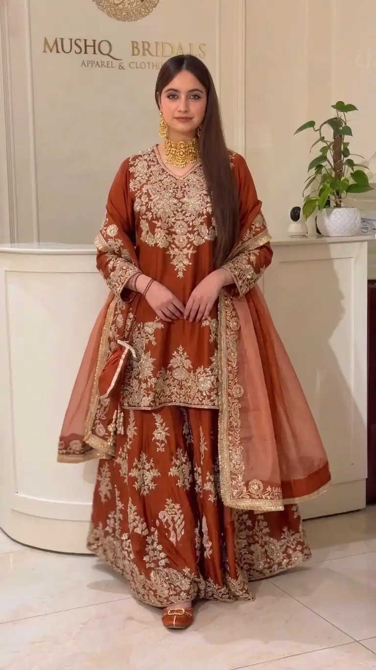 MT 1079 Rust Natural Silk Salwar Suit with Sequins Work & Embroidery Work. Special Price ₹2449. Delivery 4-6 Working Days. Shop now. | Jump Suits, Salwar suit, Designer Suits, Casual Suits, Creative suits, Palazzo Suits, Party Wear Suits, Patiala Suits, Straight Suits