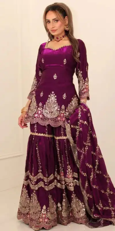 NF 1297 Wine Fendy Silk Salwar Suitwith Embroidery Work & Lace Work. Now at just ₹2799. Delivery 4-6 Working Days. Shop now. | Jump Suits, Salwar suit, Designer Suits, Casual Suits, Creative suits, Palazzo Suits, Party Wear Suits, Patiala Suits, Straight Suits
