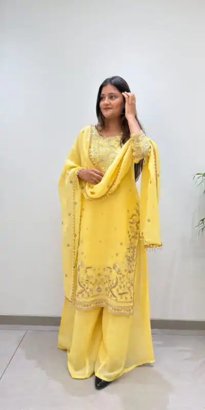 BE 501 Yellow Crunchy Silk Salwar Suit with Embroidery Work. Wedding, Party, Festive, Events Best Price ₹2349. Delivery 4-6 Working Days. Shop now. | Jump Suits, Salwar suit, Designer Suits, Casual Suits, Creative suits, Palazzo Suits, Party Wear Suits, Patiala Suits, Straight Suits