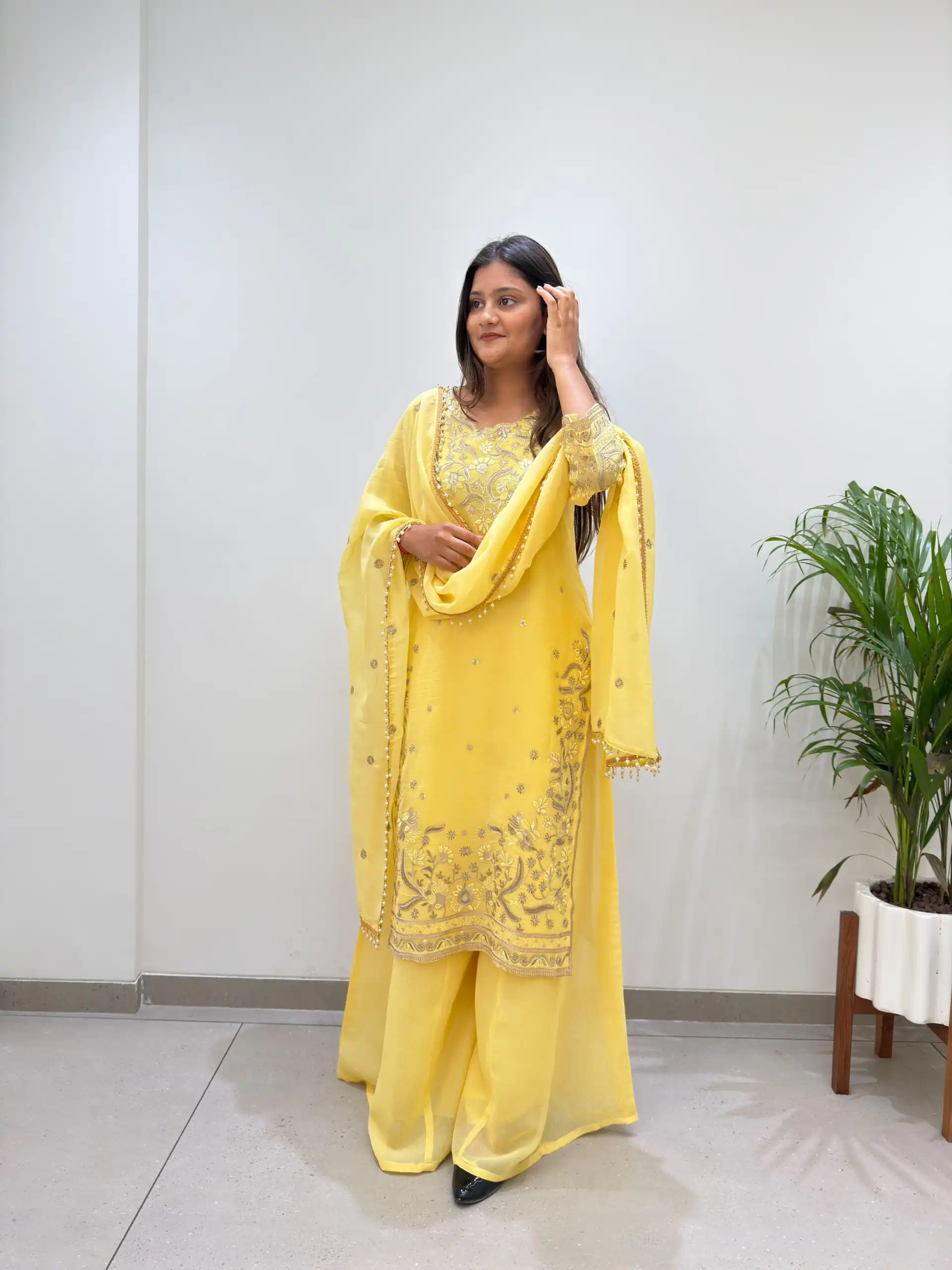 BE 501 Yellow Crunchy Silk Salwar Suit with Embroidery Work. Wedding, Party, Festive, Events Best Price ₹2349. Delivery 4-6 Working Days. Shop now. | Jump Suits, Salwar suit, Designer Suits, Casual Suits, Creative suits, Palazzo Suits, Party Wear Suits, Patiala Suits, Straight Suits