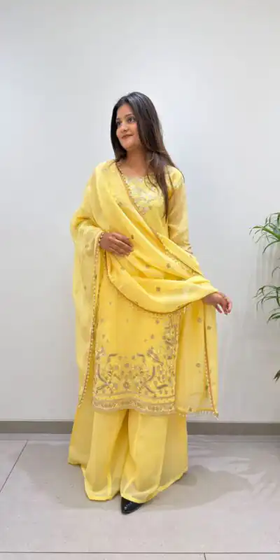 BE 501 Yellow Crunchy Silk Salwar Suit with Embroidery Work. Wedding, Party, Festive, Events Best Price ₹2349. Delivery 4-6 Working Days. Shop now. | Jump Suits, Salwar suit, Designer Suits, Casual Suits, Creative suits, Palazzo Suits, Party Wear Suits, Patiala Suits, Straight Suits