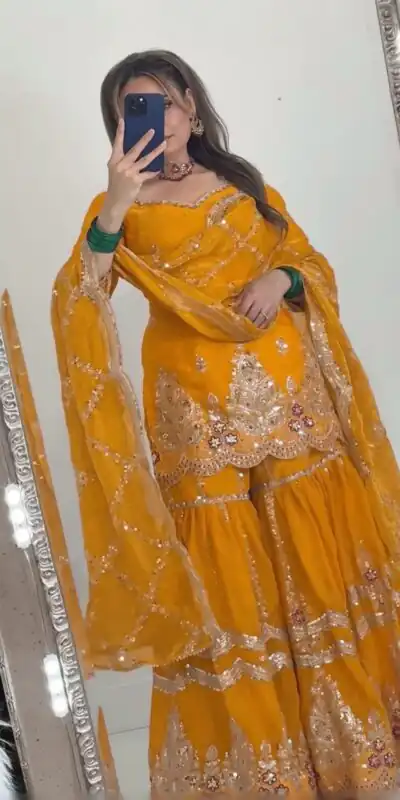 NF 1297 Yellow Fendy Silk Salwar Suitwith Embroidery Work & Lace Work. Now at just ₹2799. Delivery 4-6 Working Days. Shop now. | Jump Suits, Salwar suit, Designer Suits, Casual Suits, Creative suits, Palazzo Suits, Party Wear Suits, Patiala Suits, Straight Suits