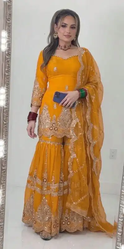 NF 1297 Yellow Fendy Silk Salwar Suitwith Embroidery Work & Lace Work. Now at just ₹2799. Delivery 4-6 Working Days. Shop now. | Jump Suits, Salwar suit, Designer Suits, Casual Suits, Creative suits, Palazzo Suits, Party Wear Suits, Patiala Suits, Straight Suits