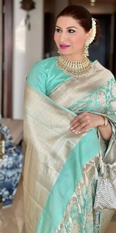 KPR 242 Sea Green Soft Lichi Silk Saree with Lace Work & Lace Border. Introductory Price ₹1649. Delivery 4-6 Working Days. Shop now. | Sarees, Bollywood Sarees, Creative Sarees, Designer Sarees, Embroidered Sarees, Ethnic Saree, Modern Digital sarees, Party Wear Sarees