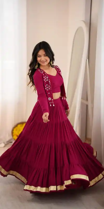 SP 94 Maroon Color Rayon Embroidery Work & Cowrie Work Lehenga Choli . Grab it for ₹2899. Delivery 4-6 Working Days. Shop now. | Lehenga, Bollywood Lehenga, Creative Lehenga, Designer Lehenga, Embroidered Lehenga, Party Wear Lehenga