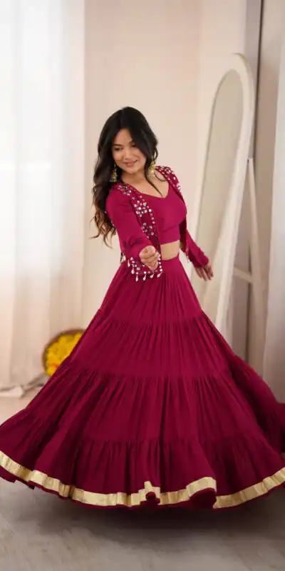 SP 94 Maroon Color Rayon Embroidery Work & Cowrie Work Lehenga Choli . Grab it for ₹2899. Delivery 4-6 Working Days. Shop now. | Lehenga, Bollywood Lehenga, Creative Lehenga, Designer Lehenga, Embroidered Lehenga, Party Wear Lehenga