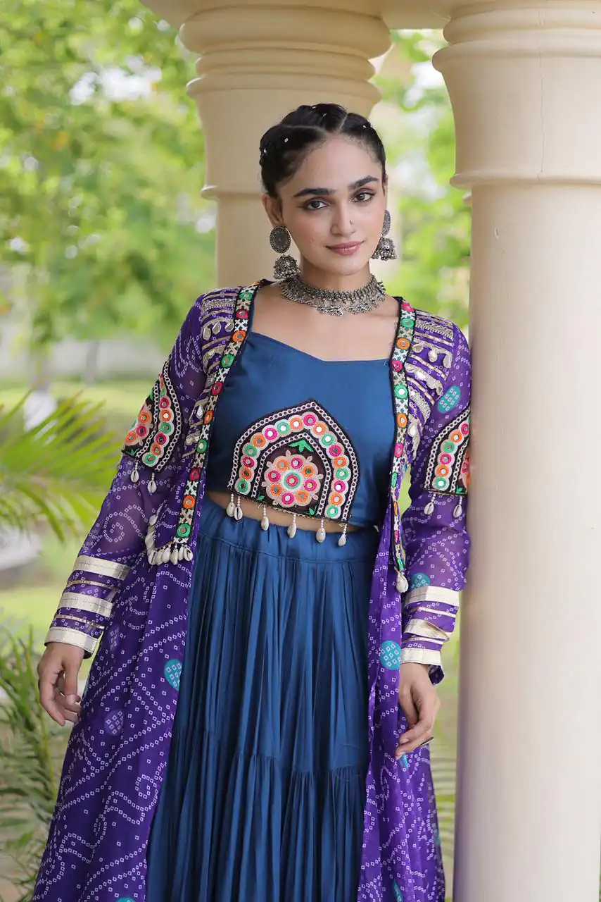 KA 5083 Navy Blue Color Rayon Embroidery Work & Cowrie Work Lehenga Choli . Grab it for ₹2949. Delivery 4-6 Working Days. Shop now. | Lehenga, Bollywood Lehenga, Creative Lehenga, Designer Lehenga, Embroidered Lehenga, Party Wear Lehenga