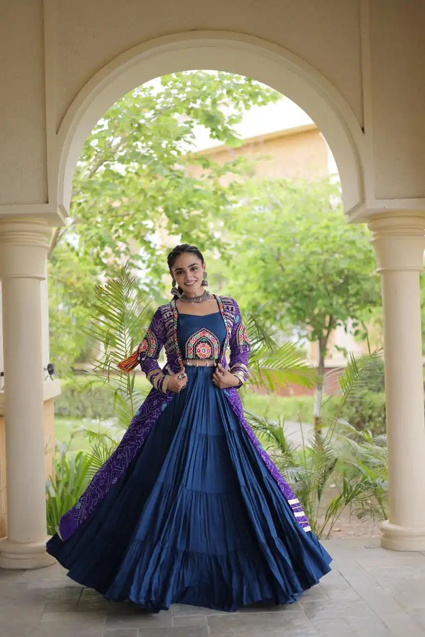 KA 5083 Navy Blue Color Rayon Embroidery Work & Cowrie Work Lehenga Choli . Grab it for ₹2949. Delivery 4-6 Working Days. Shop now. | Lehenga, Bollywood Lehenga, Creative Lehenga, Designer Lehenga, Embroidered Lehenga, Party Wear Lehenga