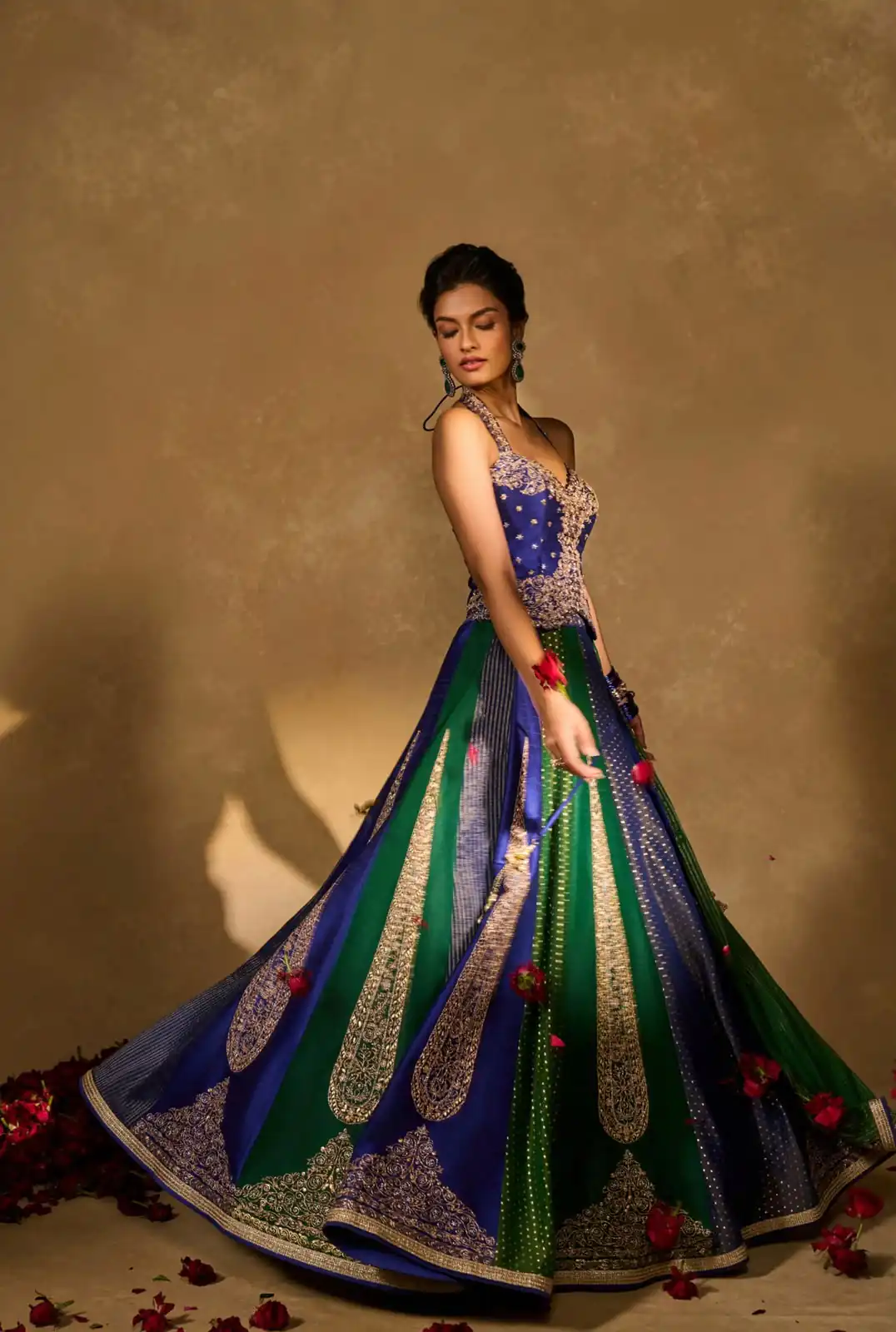 Aglow Blue Chinon Silk Multi Thread Work Lehenga Choli - Image 6