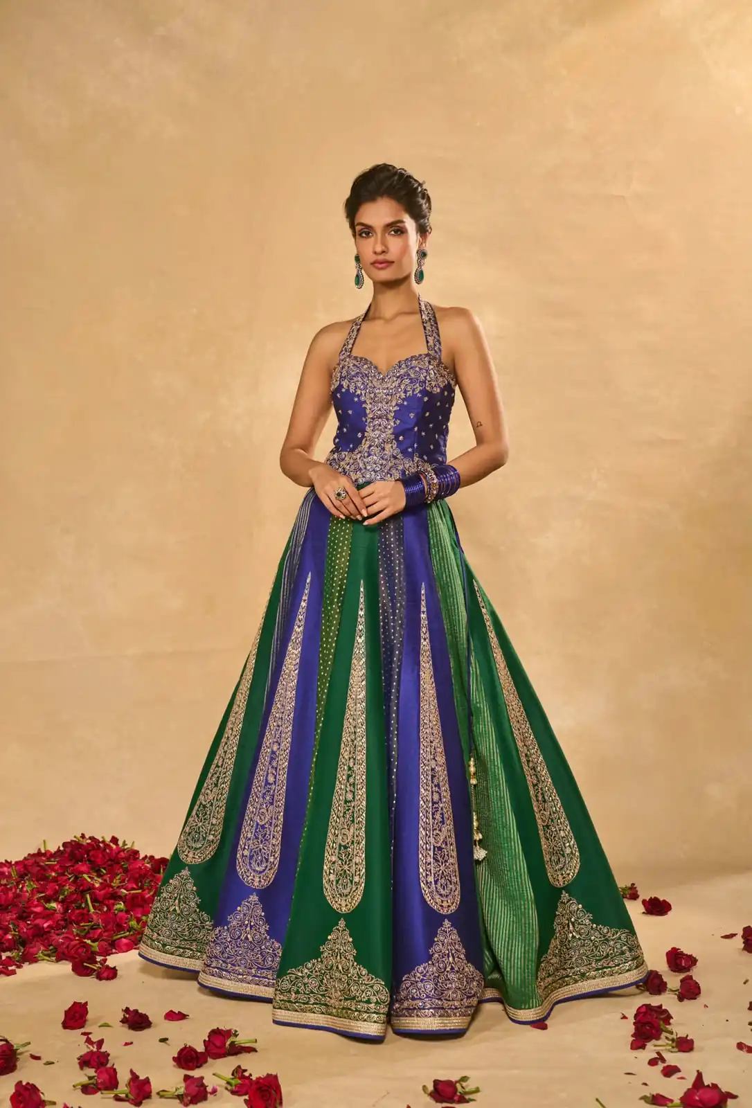 Aglow Blue Chinon Silk Multi Thread Work Lehenga Choli - Image 2