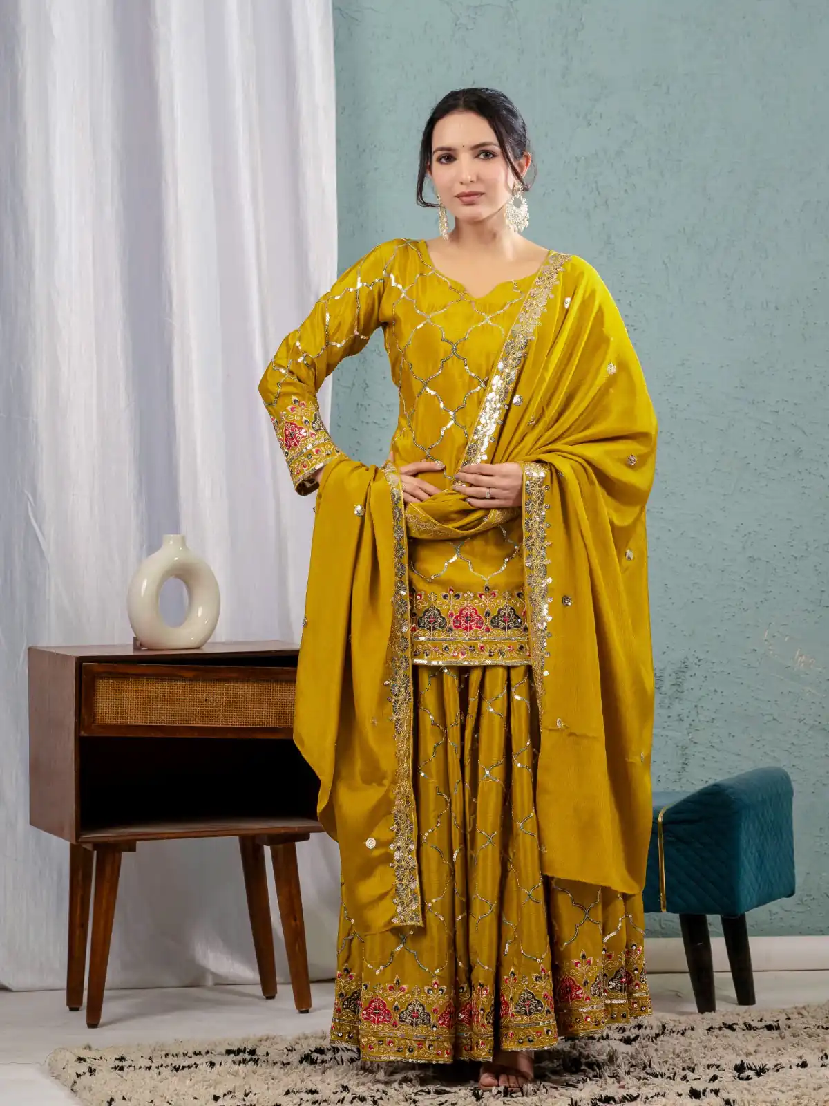 Angelic Mustered Chinon Silk Sequence Work Salwar Suit - Image 2