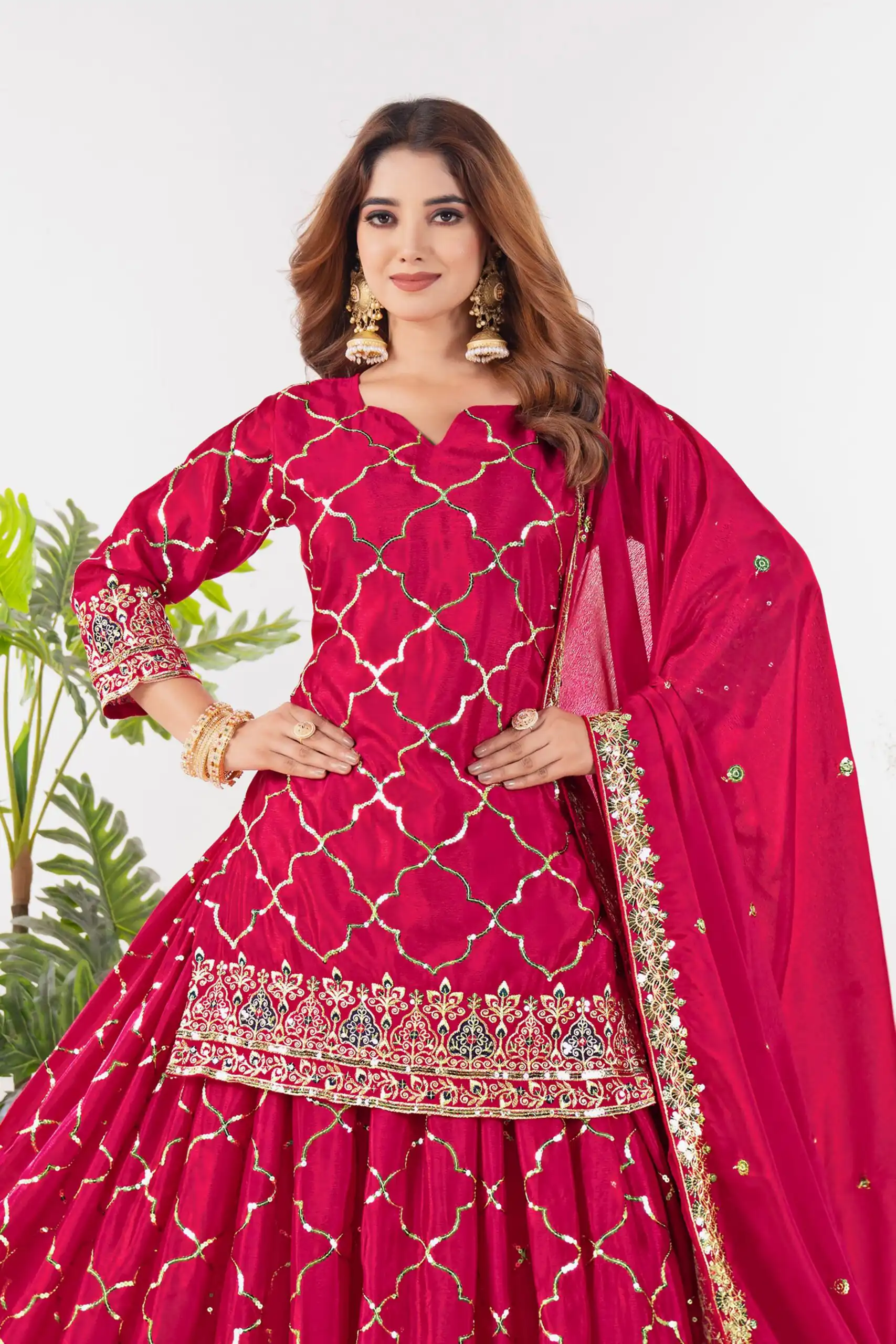 Angelic Pink Chinon Silk Sequence Work Salwar Suit - Image 4