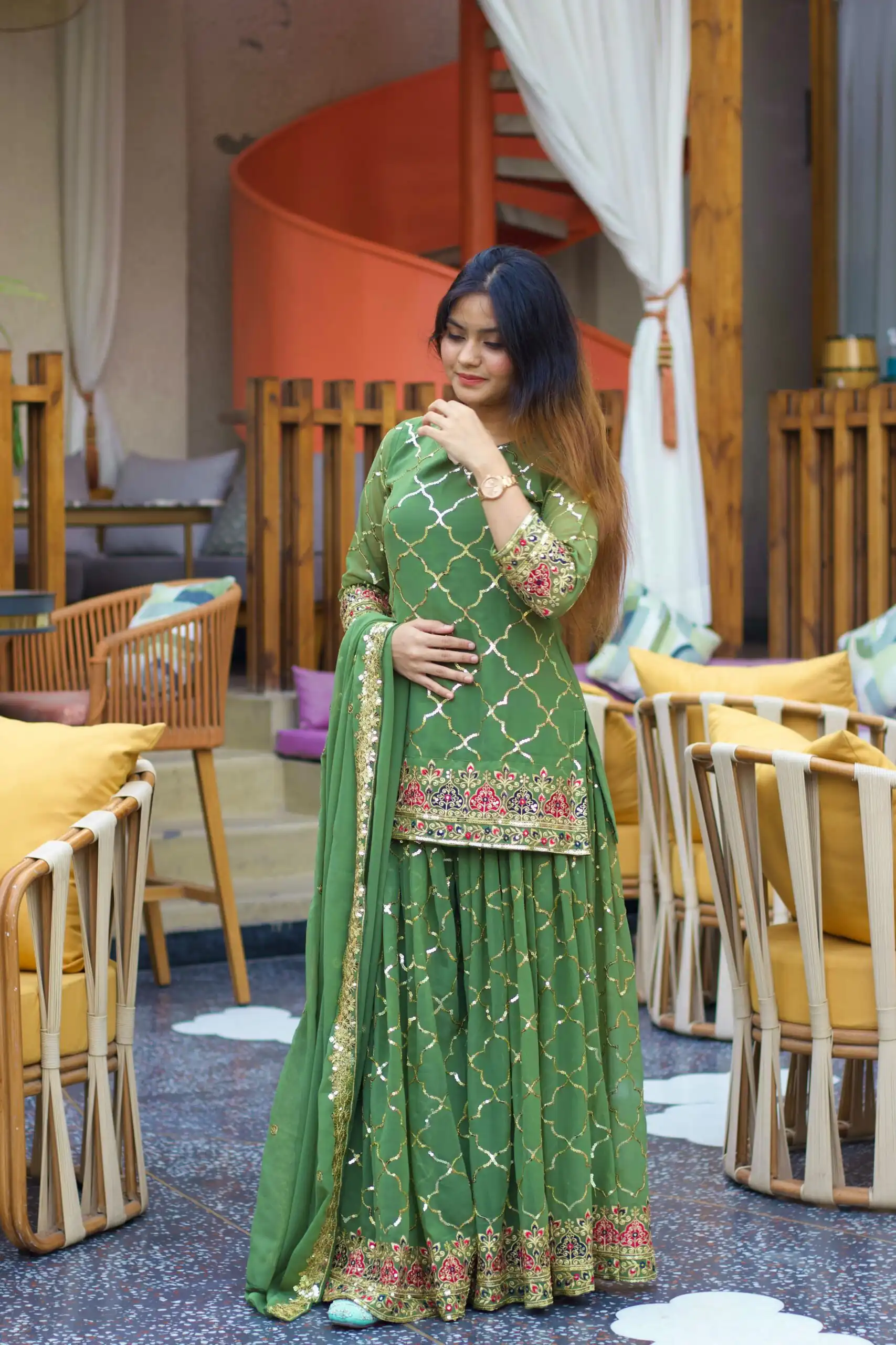 Angelic Pista Chinon Silk Sequence Work Salwar Suit - Image 2