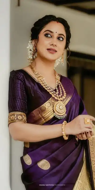 Classic Purple Banarasi Silk Jacquard Golden Zari Saree