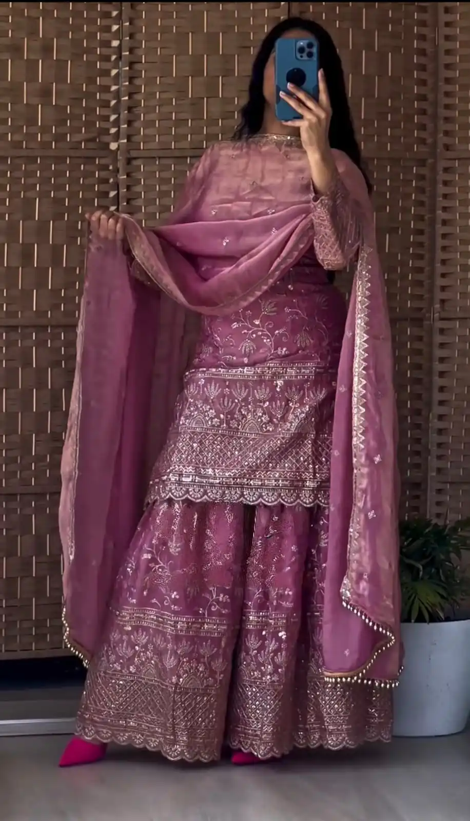 Cool Lavender Fandy Crush Silk Sequins Work Salwar Suit - Image 3