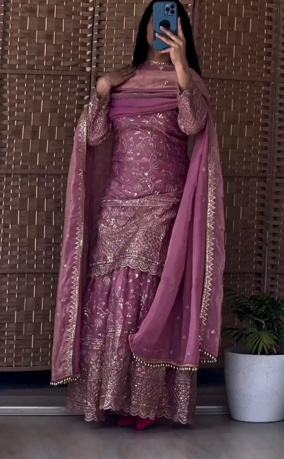 Cool Lavender Fandy Crush Silk Sequins Work Salwar Suit - Image 2
