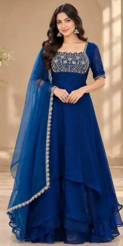 Alternative view of Fancy Blue Fendy Crush Beads Work Gown
