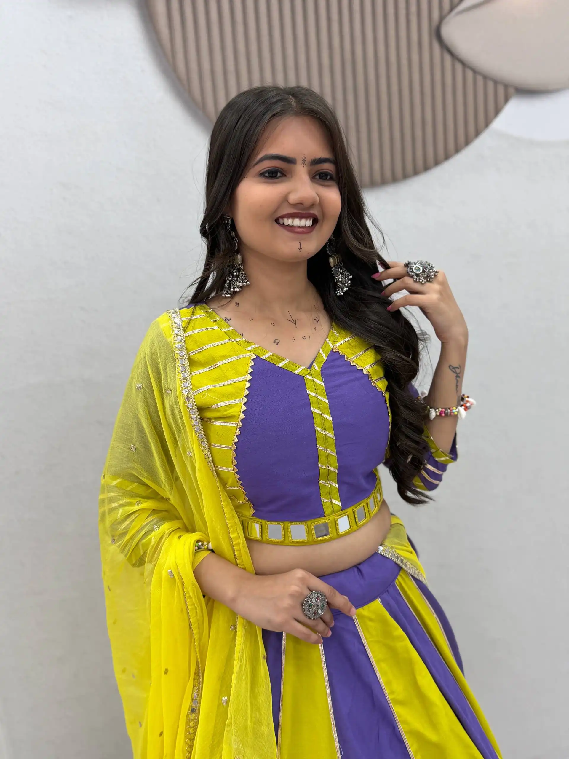 Fancy Lavender Pure Cotton Hand Work Lehenga Choli - Image 3
