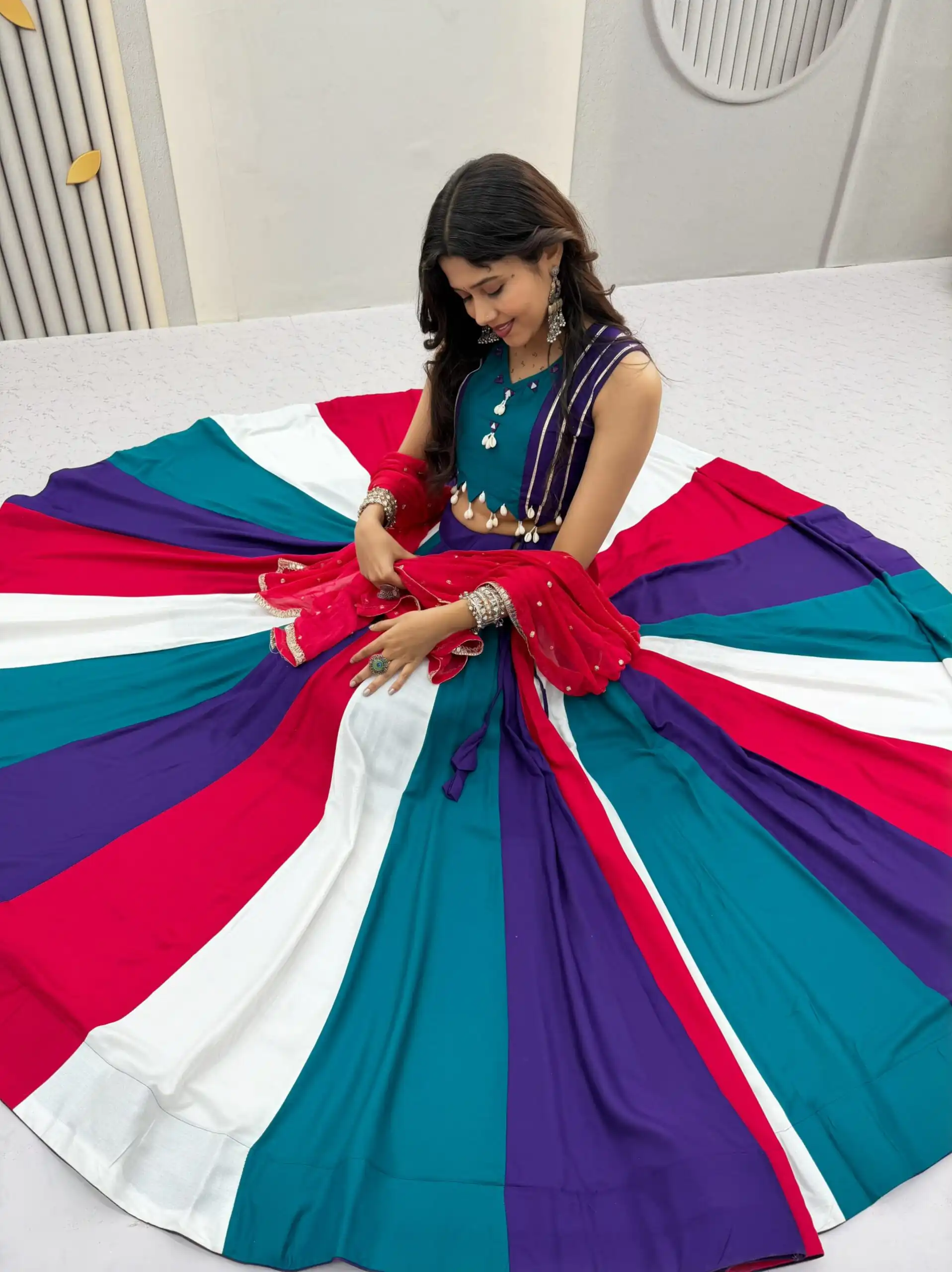 Fancy Multi Pure Cotton Thread Work Lehenga Choli - Image 7