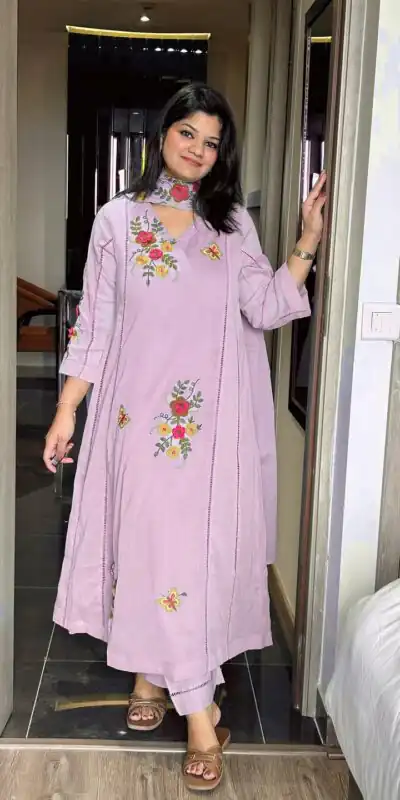 Alternative view of Fancy Pink Air Tex Chinon Embroidery Work Salwar Suit