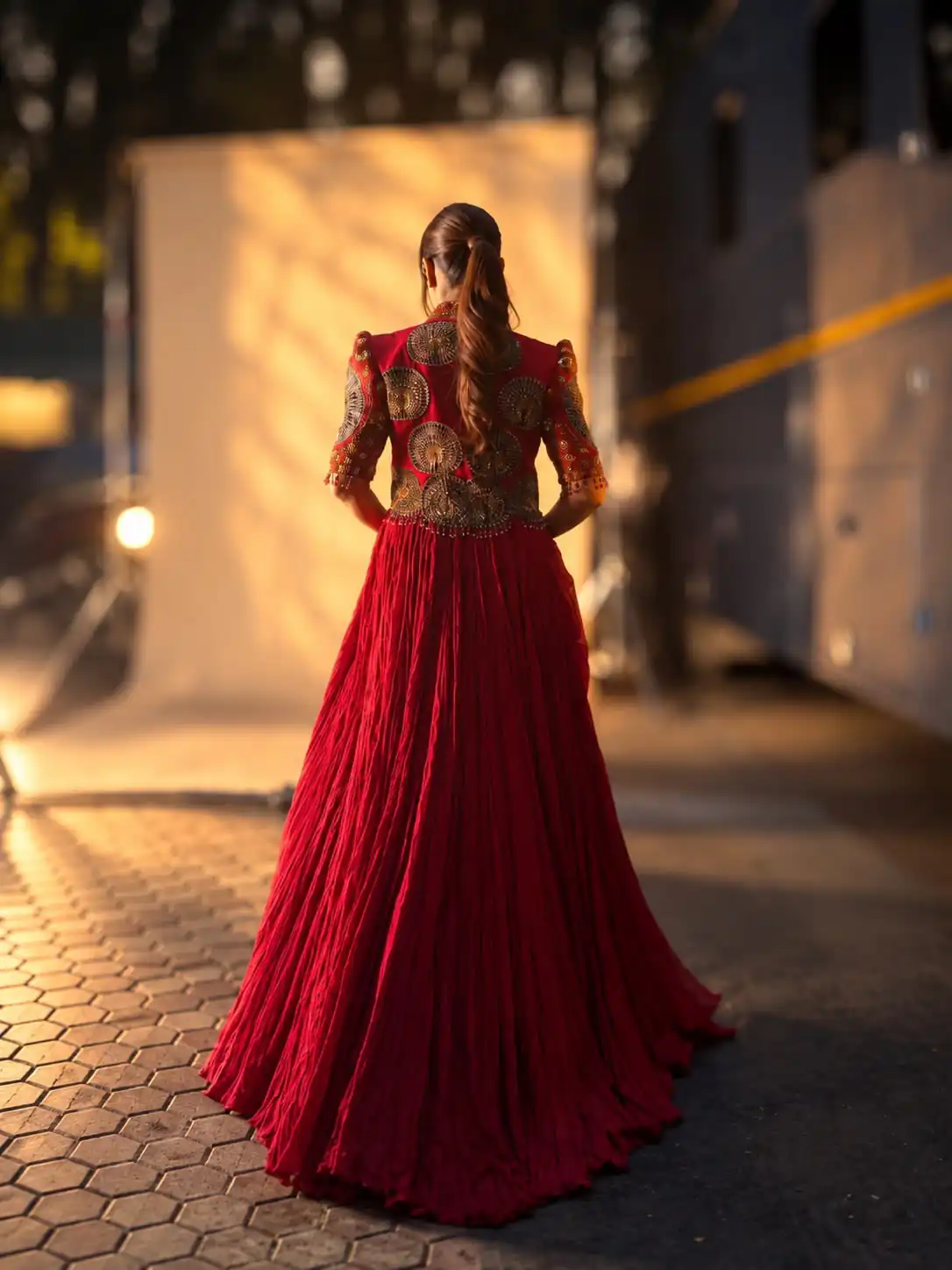 Fancy Red Rangoli Crush Silk Sequins Work Lehenga Choli - Image 6