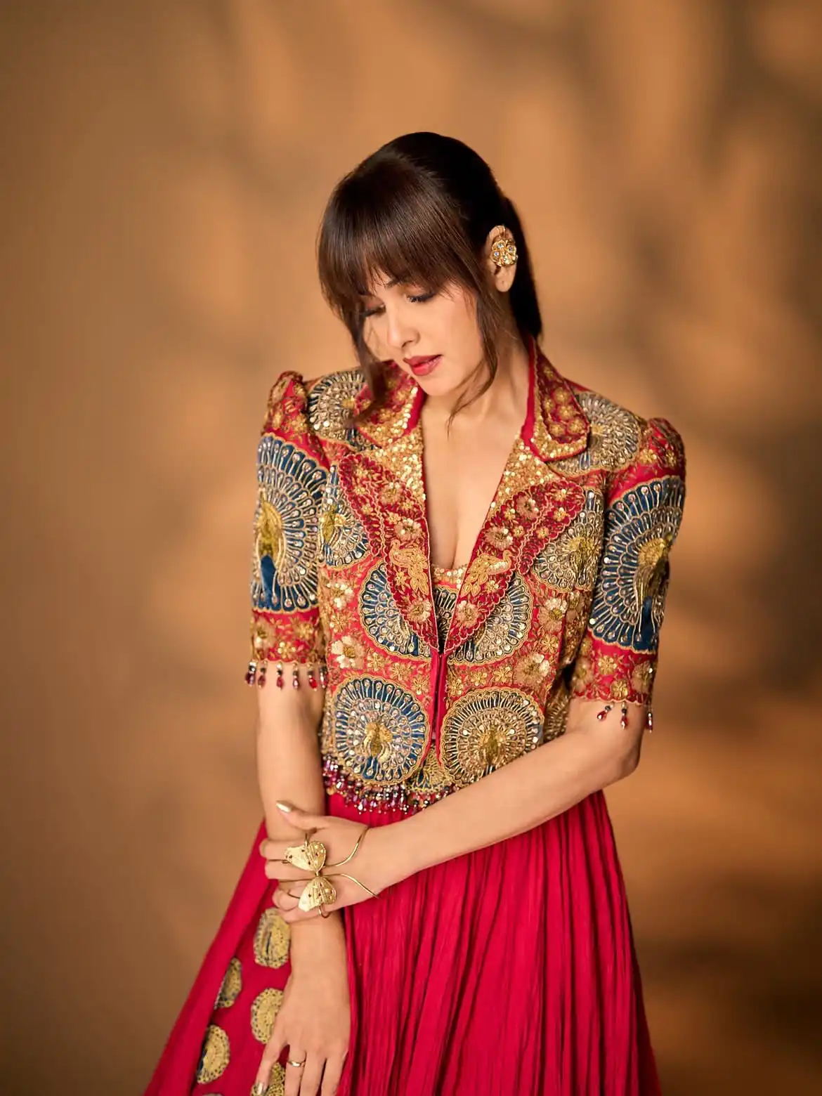 Fancy Red Rangoli Crush Silk Sequins Work Lehenga Choli - Image 4