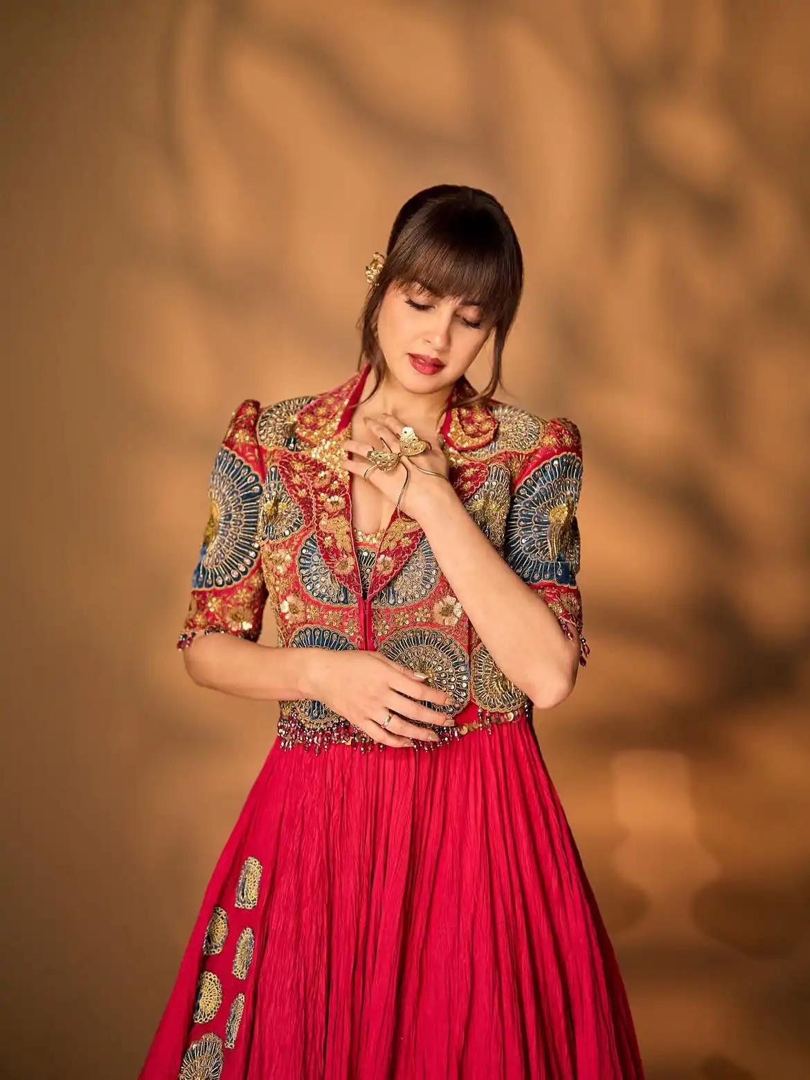 Fancy Red Rangoli Crush Silk Sequins Work Lehenga Choli - Image 2
