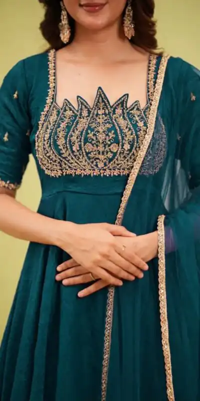 Alternative view of Fancy Teal Fendy Crush Beads Work Gown
