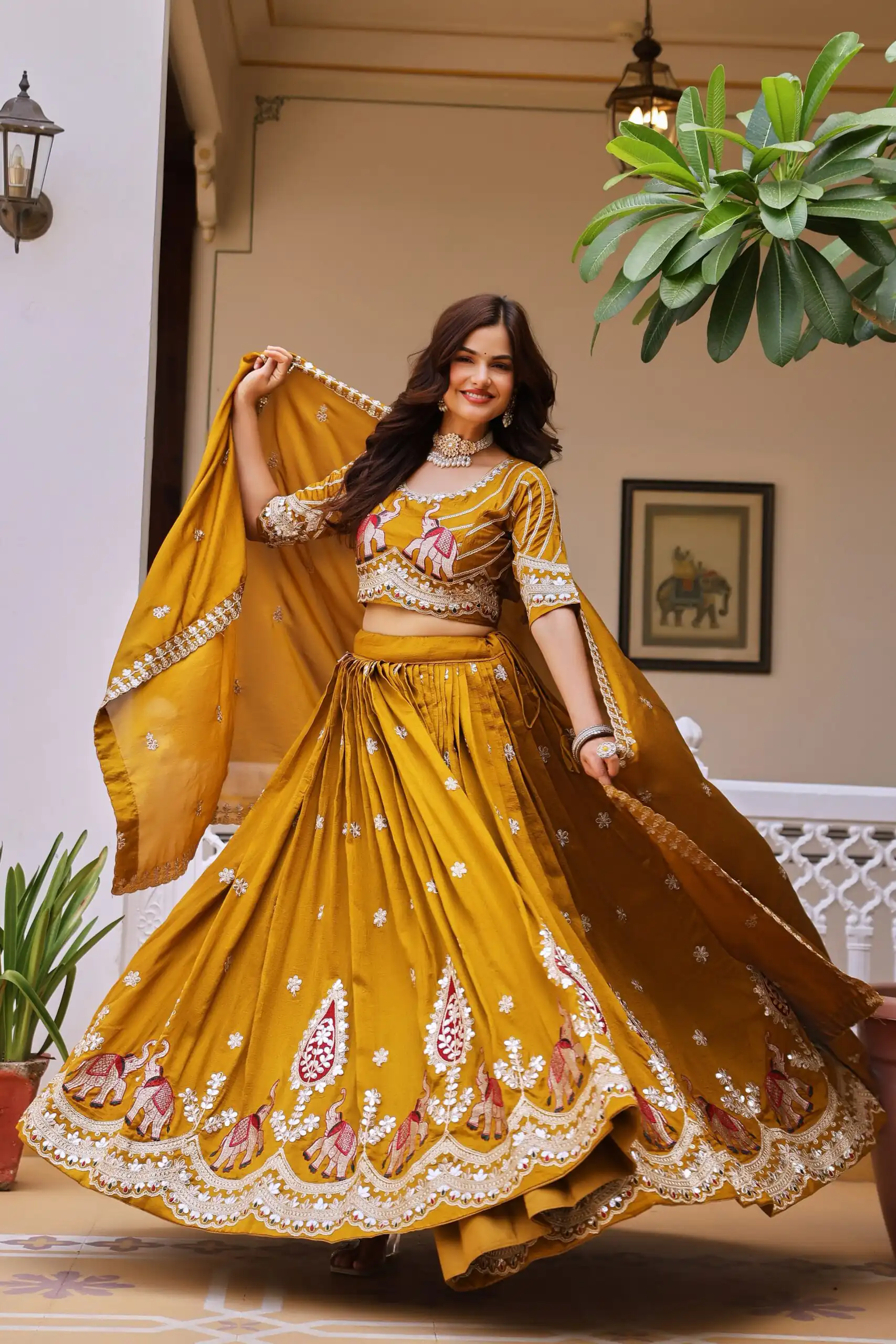 Fantastic Mustered Vichitra Sequence Work Lehenga Choli - Image 2