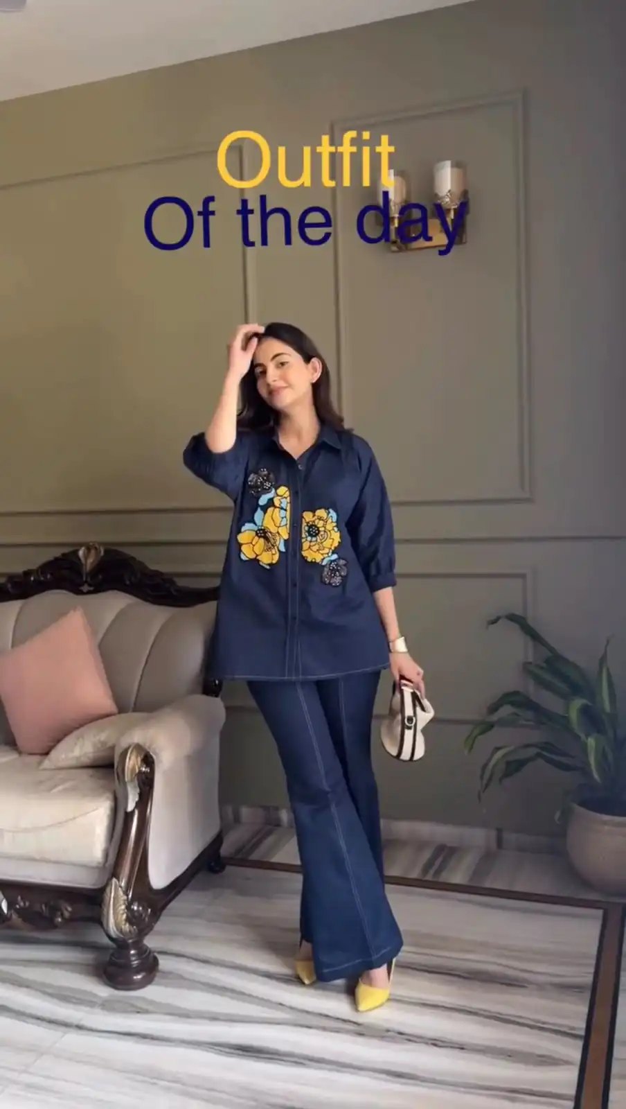 Glowing Blue Cotton Embroidery Work Kurti - Image 3
