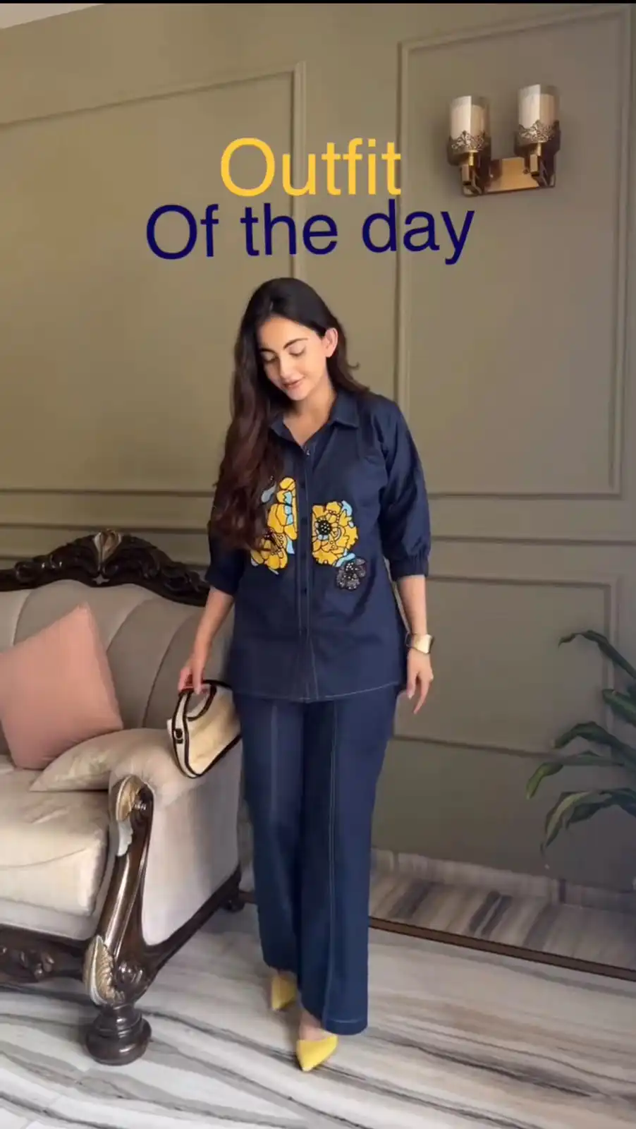 Glowing Blue Cotton Embroidery Work Kurti