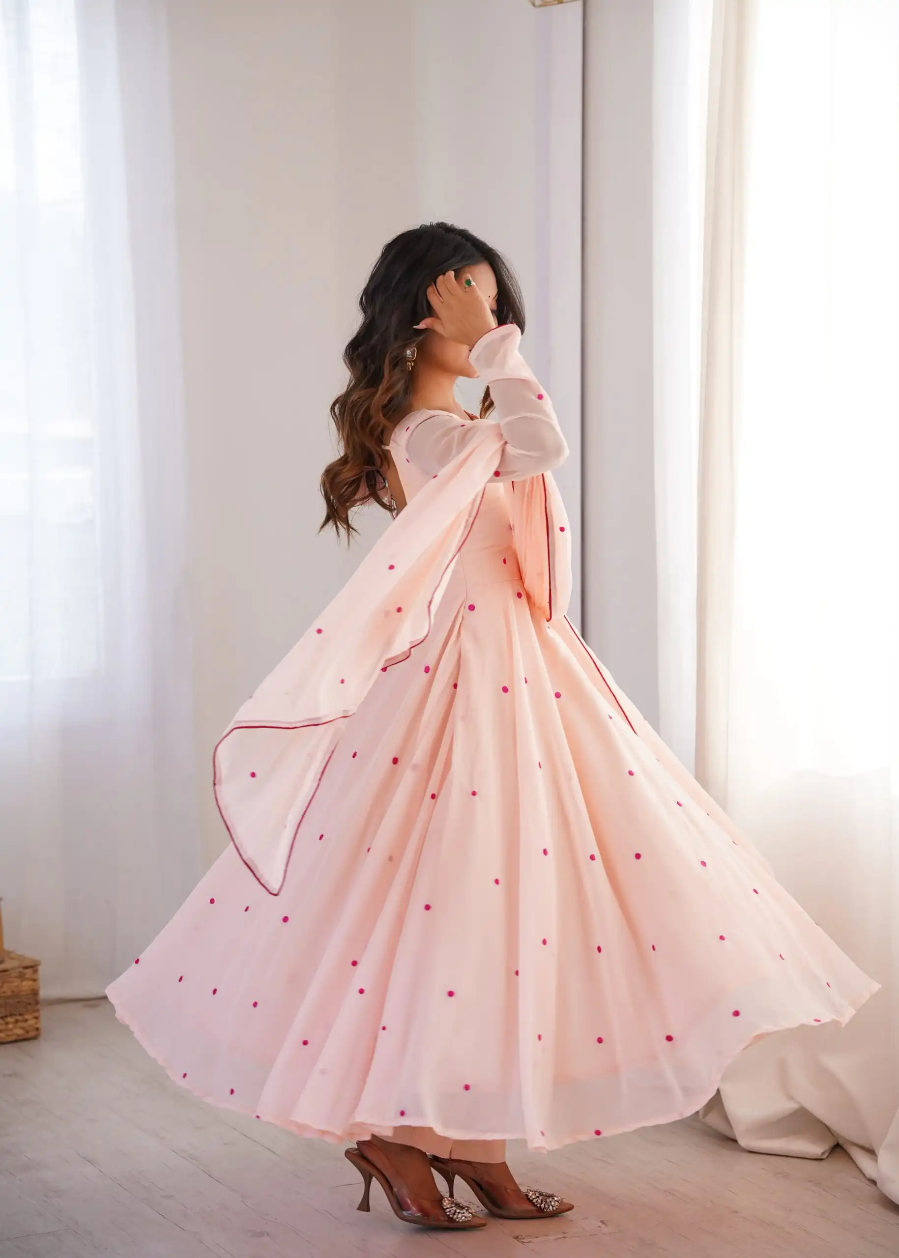 Gorgeous Pink Faux Georgette Embroidery Work Anarkali Suit - Image 6