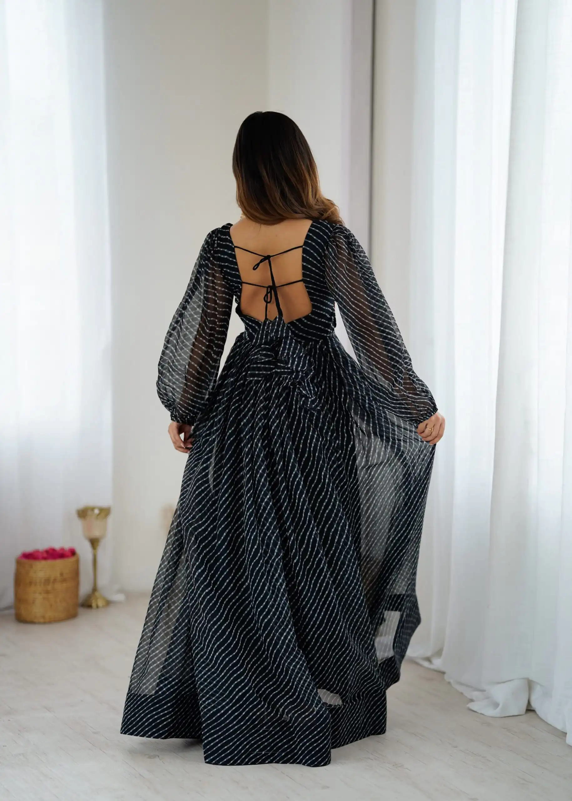 Magical Black Georgette Digital Print Work Gown - Image 7