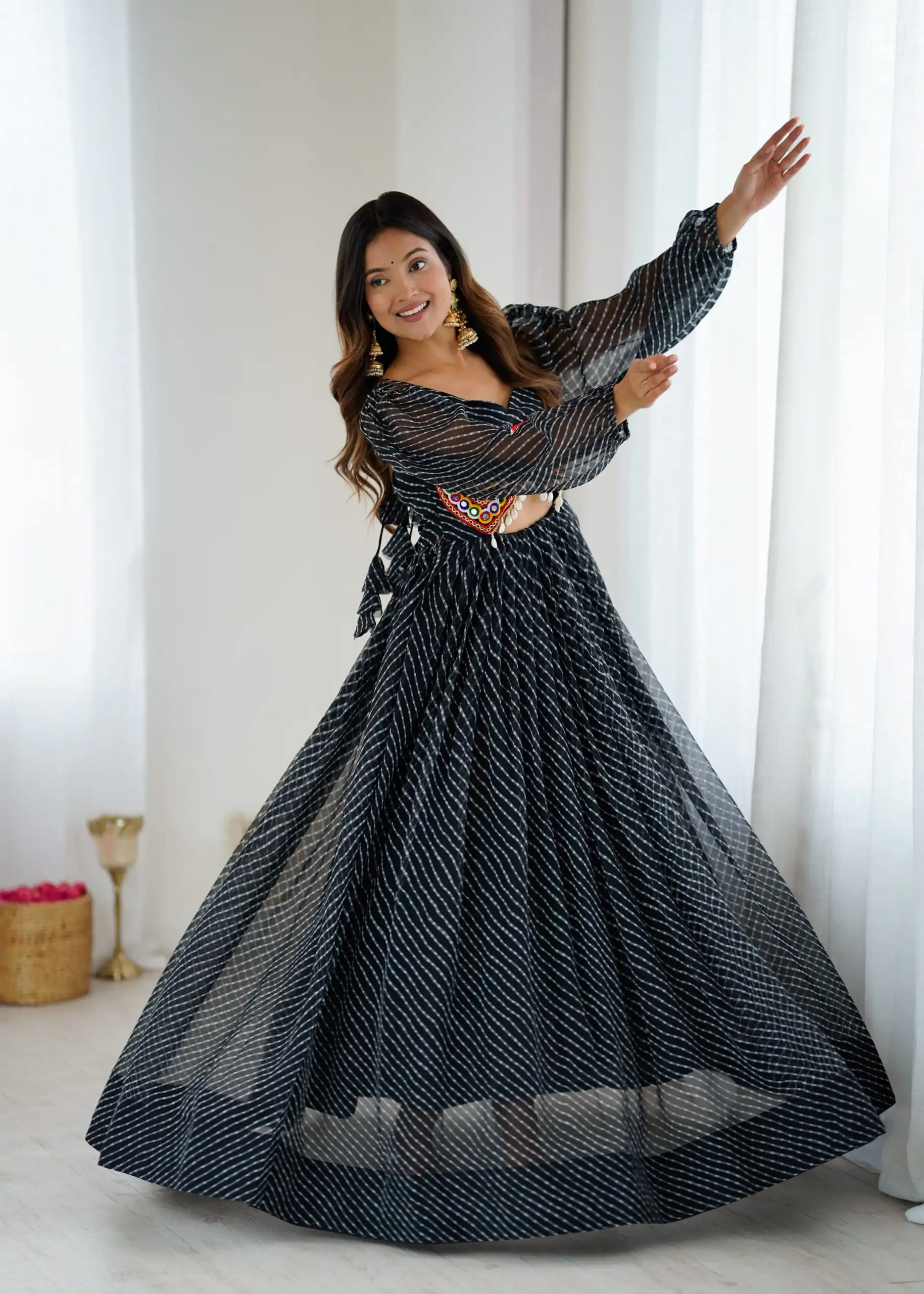 Magical Black Georgette Digital Print Work Gown - Image 3