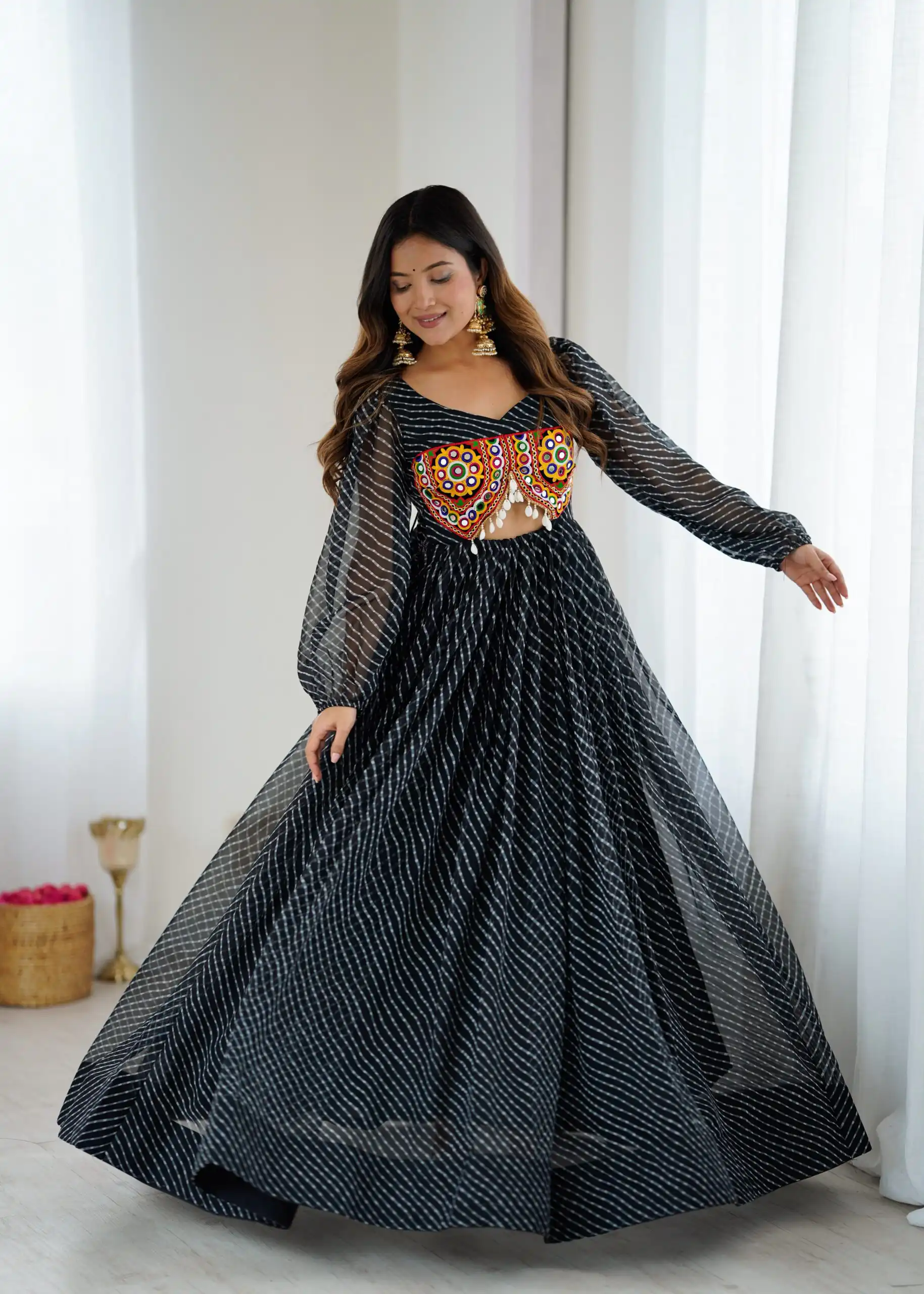 Magical Black Georgette Digital Print Work Gown - Image 2