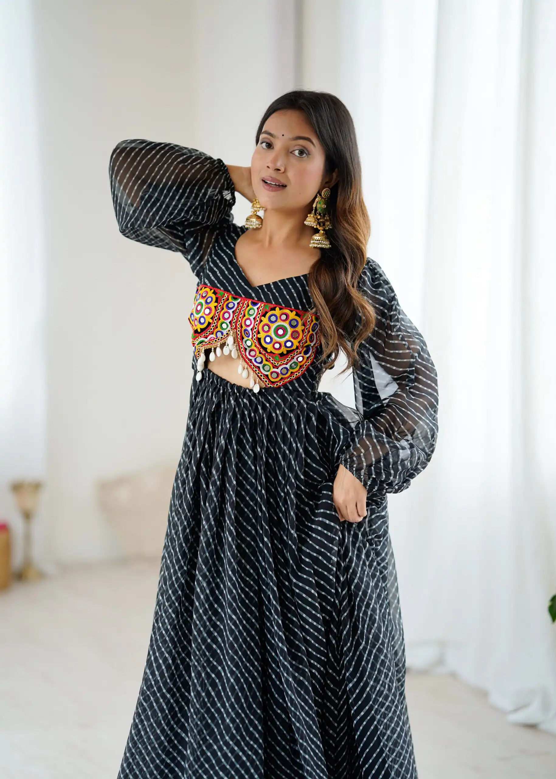 Magical Black Georgette Digital Print Work Gown - Image 9